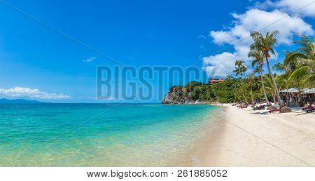 Panorama Of Leela Beach On Koh Phangan Island, Thailand In A Summer Day