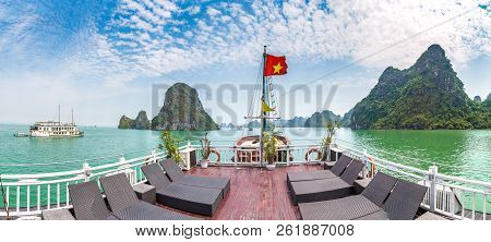 Panorama Of World Natural Heritage Halon Bay, Vietnam In A Summer Day