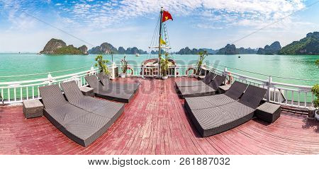 Panorama Of World Natural Heritage Halon Bay, Vietnam In A Summer Day