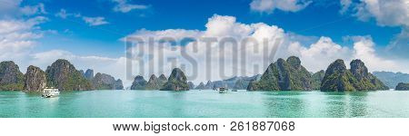 Panorama Of World Natural Heritage Halon Bay, Vietnam In A Summer Day