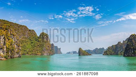 Panorama Of World Natural Heritage Halon Bay, Vietnam In A Summer Day