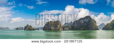 Panorama Of World Natural Heritage Halon Bay, Vietnam In A Summer Day