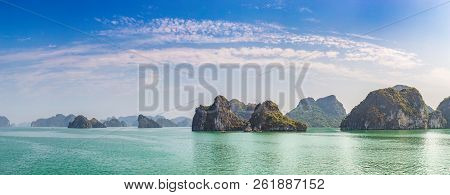 Panorama Of World Natural Heritage Halon Bay, Vietnam In A Summer Day