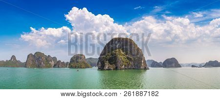 Panorama Of World Natural Heritage Halon Bay, Vietnam In A Summer Day