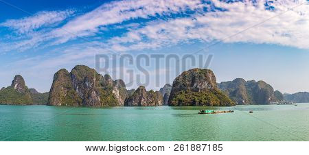 Panorama Of World Natural Heritage Halon Bay, Vietnam In A Summer Day
