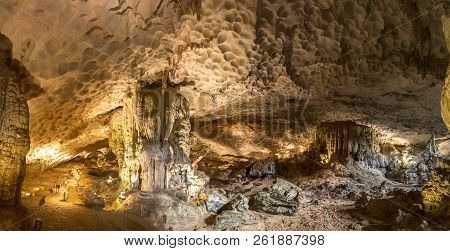 Panorama Of Huge Cave In Halon Bay, Vietnam In A Summer Day