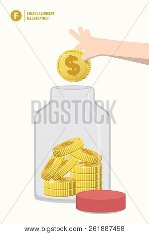 Saving Money With Jar Illustration Vector. Finance Concept.
