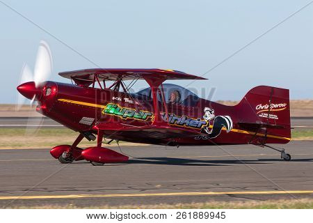 Avalon, Australia - March 3, 2013: 13 Time Australian Aerobatic Champion Chris Sperou Flying His Pit