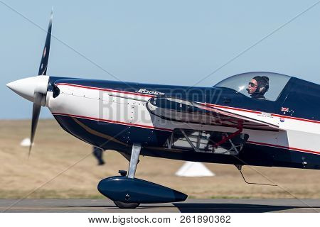 Avalon, Australia - March 3, 2013: Melissa Andrzejewski Flying An Edge 540 Aerobatic Aircraft.
