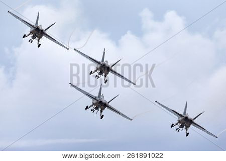 Avalon, Australia - February 27, 2013: Four Royal Australian Air Force (raaf) Boeing F/a-18f Super H