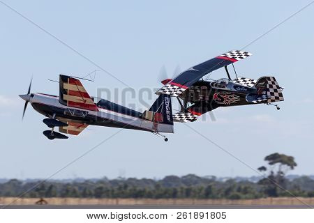 Avalon, Australia - March 1, 2013: Melissa Andrzejewski Flying An Edge 540 Aerobatic Aircraft With S