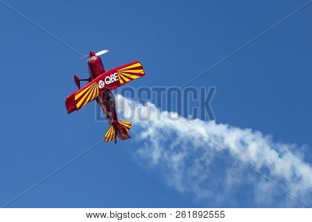 Avalon, Australia - March 2, 2013: 13 Time Australian Aerobatic Champion Chris Sperou Flying His Pit