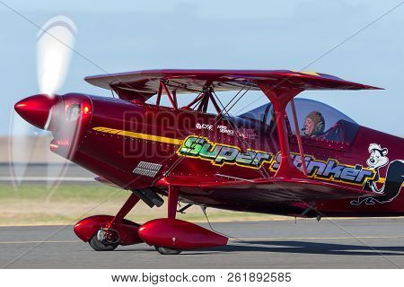 Avalon, Australia - March 2, 2013: 13 Time Australian Aerobatic Champion Chris Sperou Flying His Pit