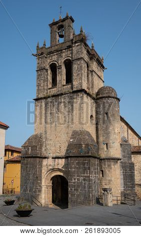 Bell Tower Of The Parish Church Of Salas During Summer Evening, Asturias, Spain
