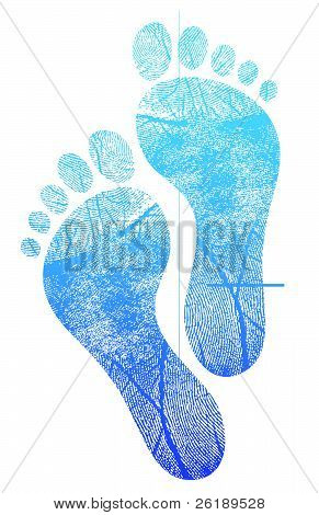 design illustrazione feetprint blu su sfondo bianco
