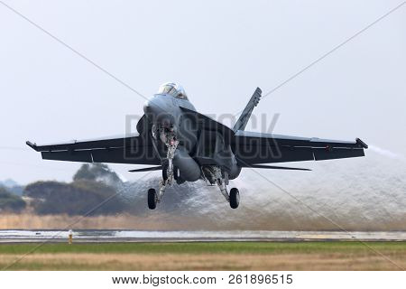 Avalon, Australia - February 26, 2013: Royal Australian Air Force (raaf) Boeing F/a-18f Super Hornet
