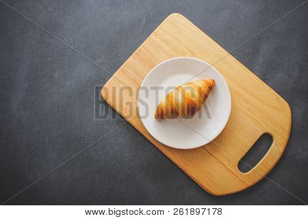 A Rich Variety Of Food Photography Croissant.
One Delicious Croissant On A Dessert White Plate On A 
