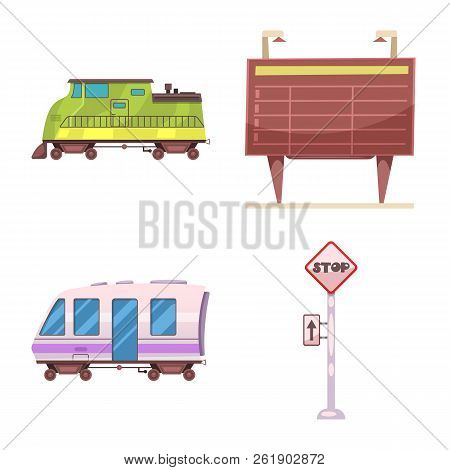 Isolated Object Of Train And Station Logo. Set Of Train And Ticket Stock Vector Illustration.