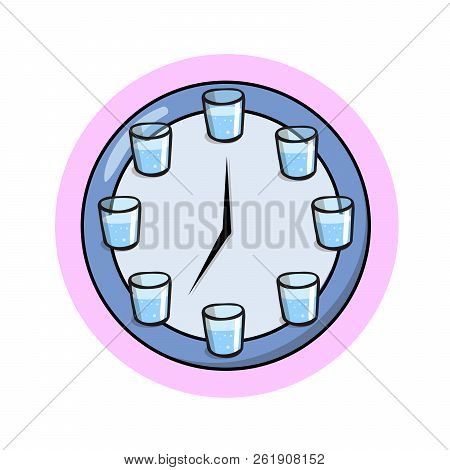 Drink Water Regularly. Flat Vector Illustration. Isolated On White Background.
