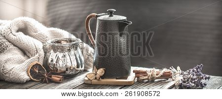 Cozy Living Room With Tea On The Table