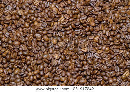 Arabica Coffee Beans Flat Lay For Background