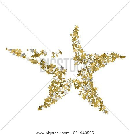 3D Golden Star Vector Banner. Simple Form. Template , Card, Vip,