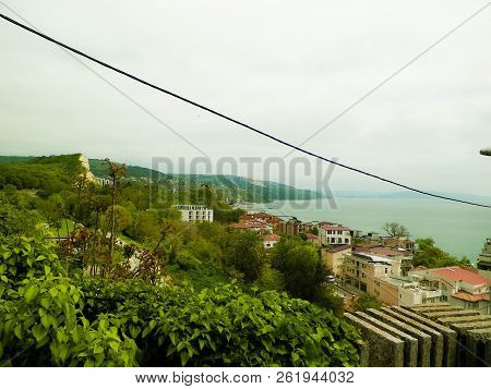 View Of The City Of Balchik. Rainy Weather, Tourism Concept, Bulgaria, Dobrich Province.
