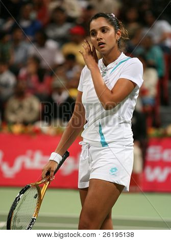 Indiske tennis stjerne Sania Mirza spiller i første runde af Qatar åben ATP-turnering, februar