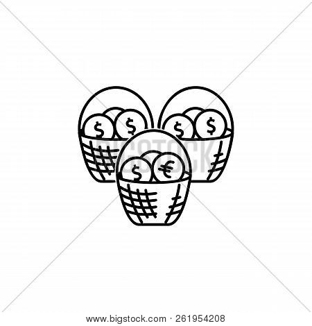 Business Diversification, Basket, Money, Invest, Income, Risk Icon. Element Of Money Diversification