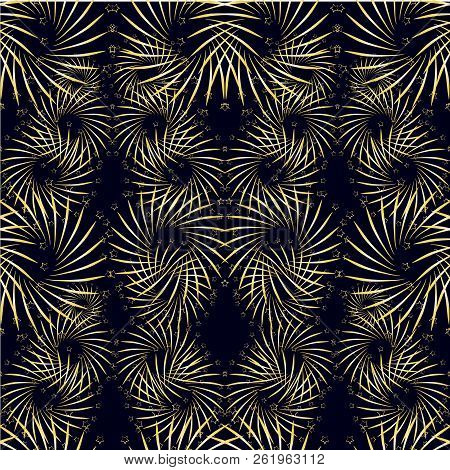 Gold Firework On Black Seamless Pattern Design Element Stock Vector Illustration For Web, For Print