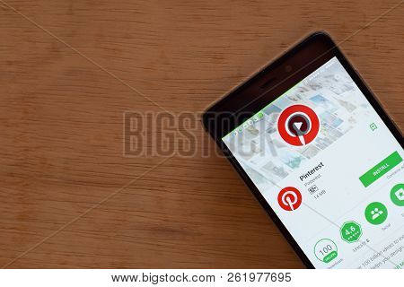 Bekasi, West Java, Indonesia. October 9, 2018 : Pinterest Dev App On Smartphone Screen. Pinterest Is