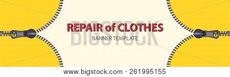 Yellow Horizontal Banners With Empty Place For Text. Open Zipper