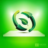 3D estante aislado con reciclar signo dentro de una hoja - ilustración vectorial EPS10
