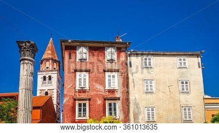 Buildings At The Five Wells Square In Historic Center Of The Zadar Town At The Mediterranean Sea, Cr