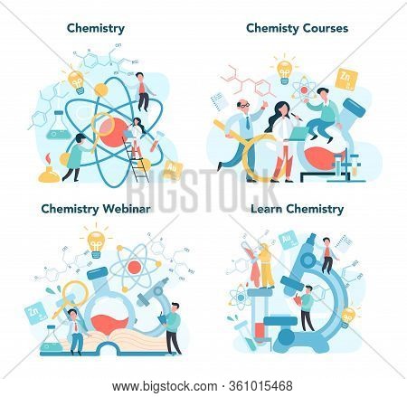Chemistry Online Studying Concept Set. Online Course Or Webinar
