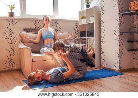 A Sports Family Is Engaged In Fitness.