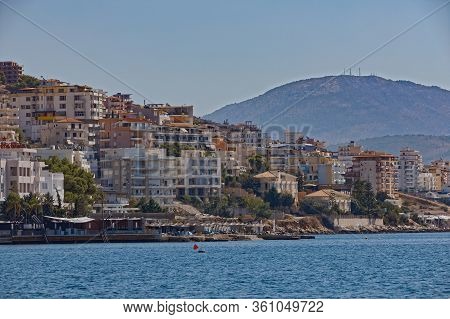 Sarande, Albania - September 29, 2019: New Apartments And Hotels By The Sea In A Famous Resort Kodrr