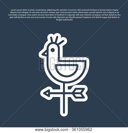 Blue Line Rooster Weather Vane Icon Isolated On Blue Background. Weathercock Sign. Windvane Rooster.