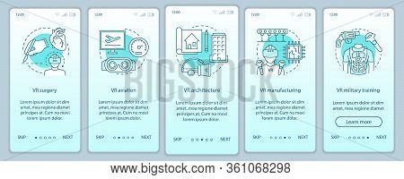 Virtual Industry Onboarding Mobile App Page Screen With Linear Concepts. Vr Production, Aviation, Mi