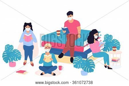 Covid-19. Coronavirus Epidemic. Quarantine. Home Education. People Are In Protective Medical Masks O