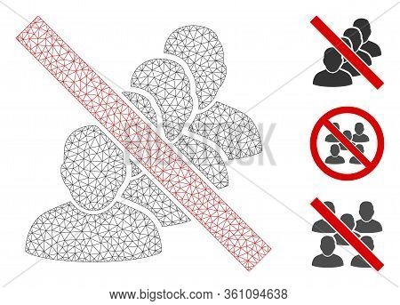 Mesh Forbidden People Queue Polygonal Icon Vector Illustration. Model Is Based On Forbidden People Q