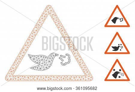 Mesh Bird Flu Warning Polygonal Icon Vector Illustration. Carcass Model Is Based On Bird Flu Warning