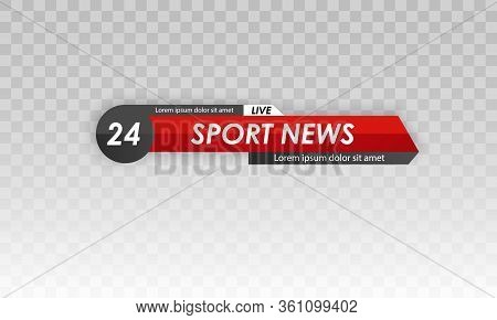 Tv News Bar. Logos, News Feeds, Television, Radio Channels. Television Broadcast Media Title Banner.