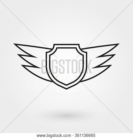 Wings With Shield Icon. Military And Army Badge. Pilot Logo. Vector Illustration.