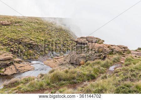The Tugela River At The Top Of The Tugela Falls, The Second Tallest Waterfall On Earth, 948m Tall