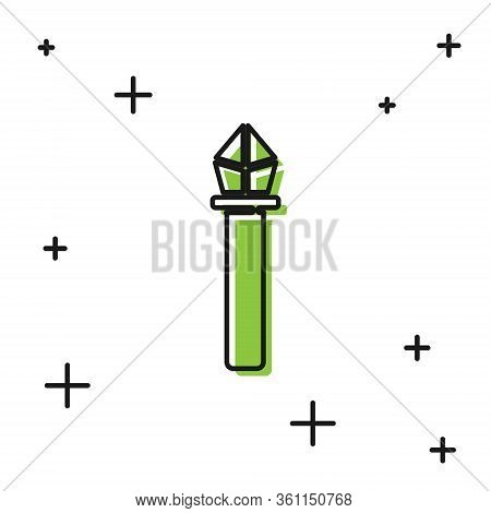 Black Magic Staff Icon Isolated On White Background. Magic Wand, Scepter, Stick, Rod. Vector Illustr