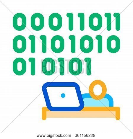 People Come Up With Binary Code Icon Vector. People Come Up With Binary Code Sign. Color Symbol Illu