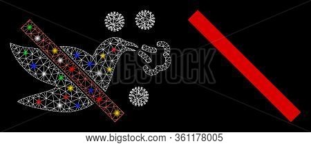 Bright Mesh Stop Bird Flu With Lightspot Effect. Abstract Illuminated Model Of Stop Bird Flu Icon. W