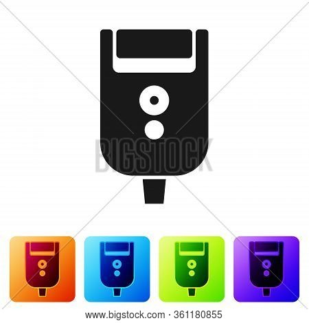 Black Electric Razor Blade For Men Icon Isolated On White Background. Electric Shaver. Set Icons In 