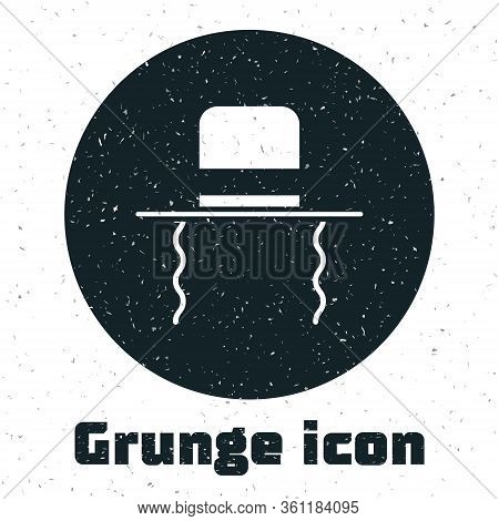 Grunge Orthodox Jewish Hat With Sidelocks Icon Isolated On White Background. Jewish Men In The Tradi